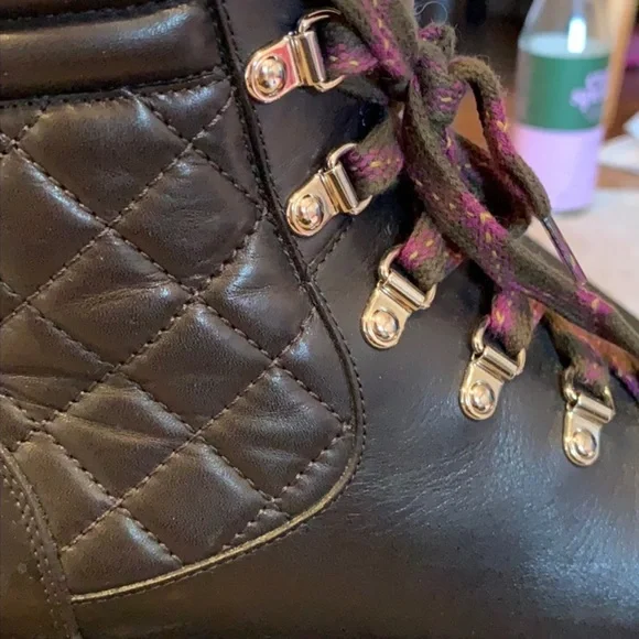 Chanel Black Boots Calfskin Lace Up